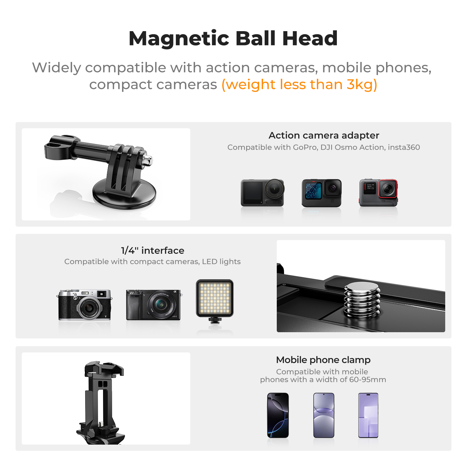 Магнитное крепление K&F CONCEP – обзор и цена Gopro Action Camera Hero 12 Black